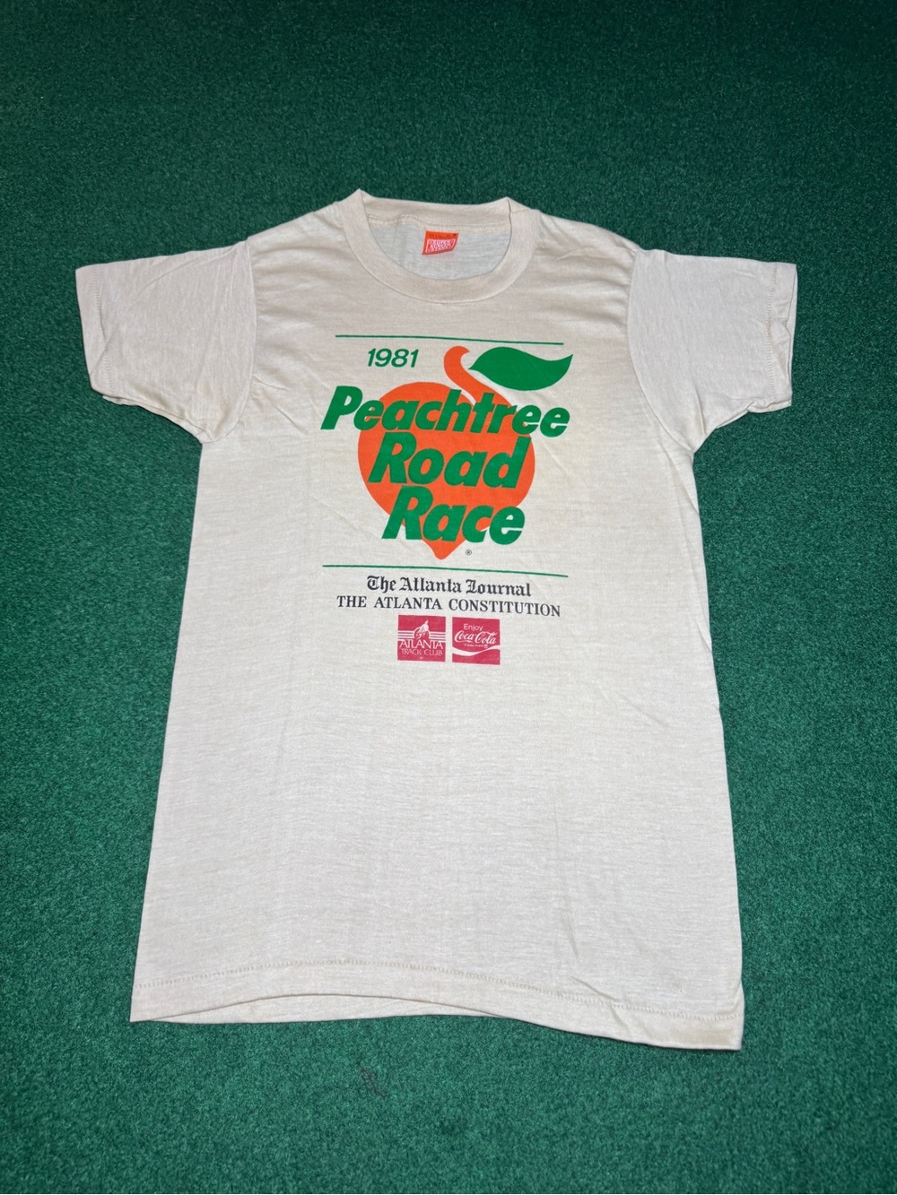 Atlanta Track Club Peach Tree Road Race Vintage 80s S/M 17x28 Retro T Shirt